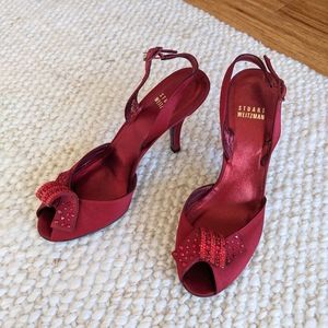 Stuart Weitzman peep toe red heel